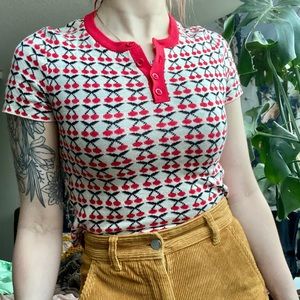 Pin-up style cherry sweater top